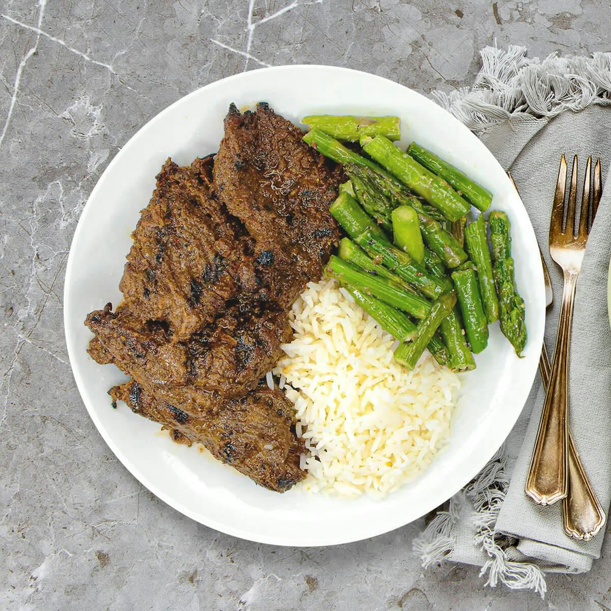 Soy Ginger Steak Tips with Jasmine Rice