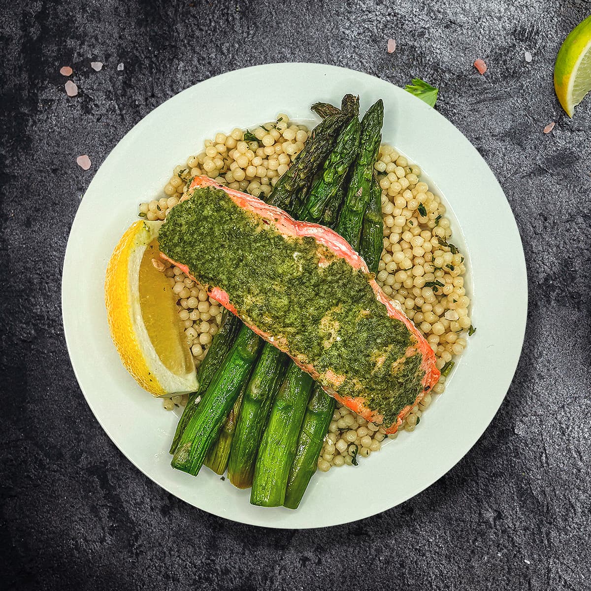 Pesto Salmon with Lemon Couscous