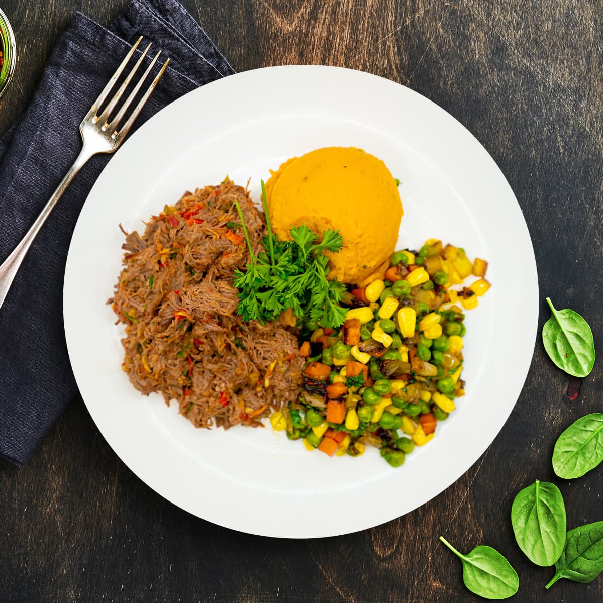 Homestyle Shredded Beef with Butternut Squash Mash 