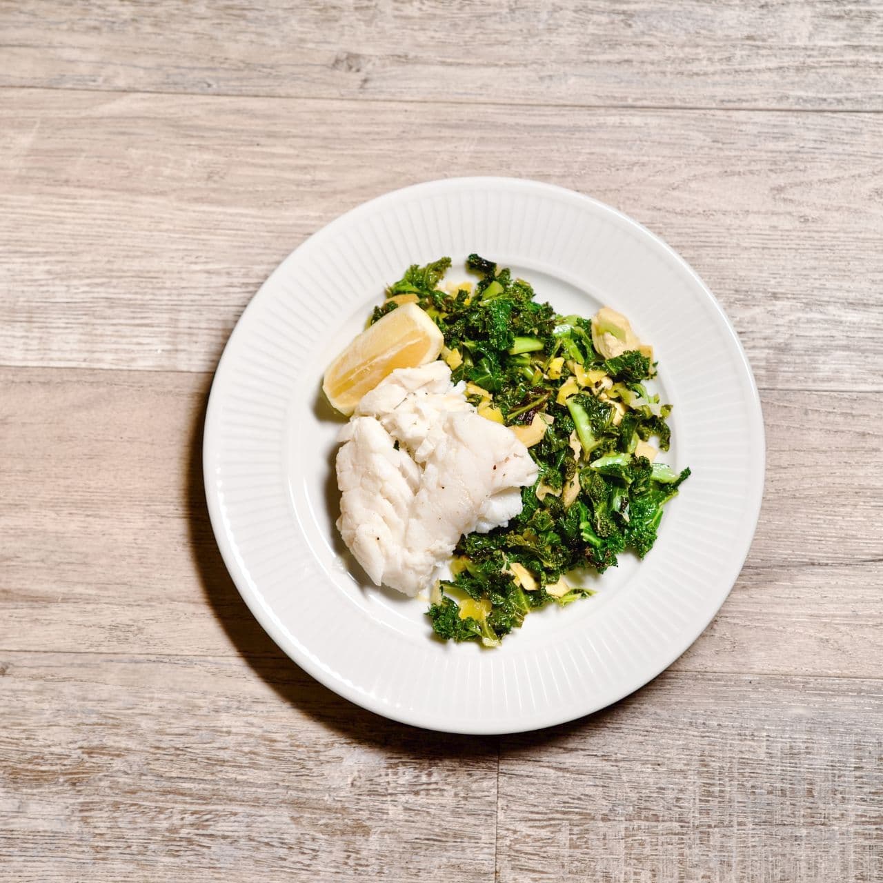 Simple Wild Caught Cod with Kale Salad