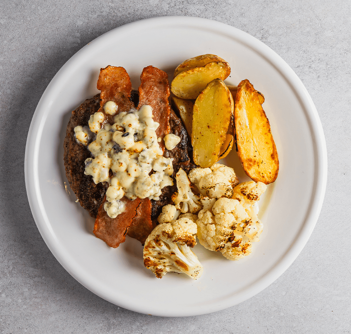 Bleu Cheese Burger with Fingerling Potatoes