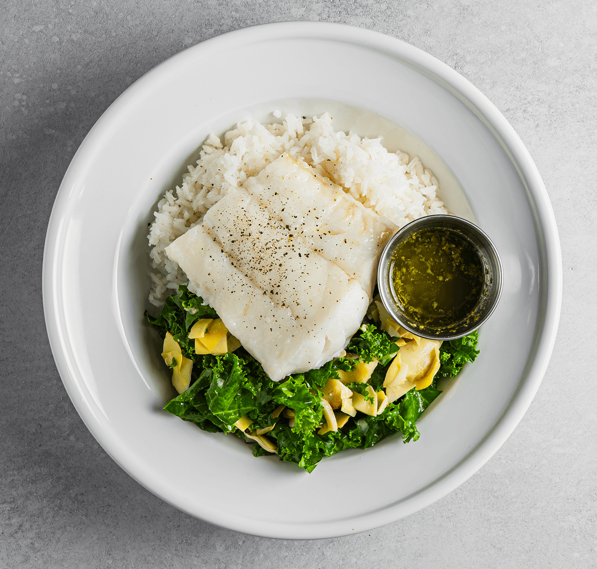 Simple Wild Caught Cod with Kale Salad