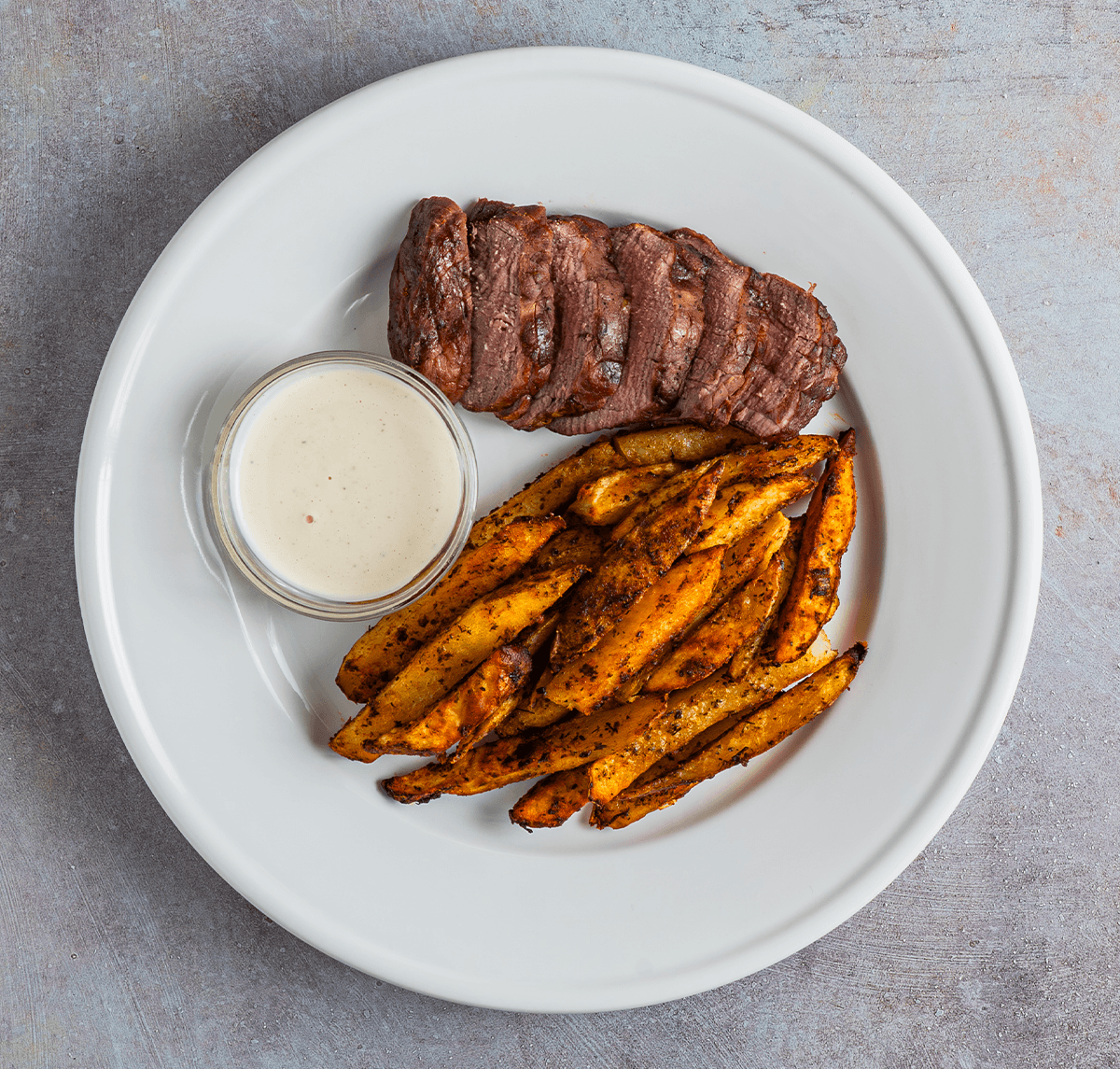 White BBQ Filet Mignon Steak Frites