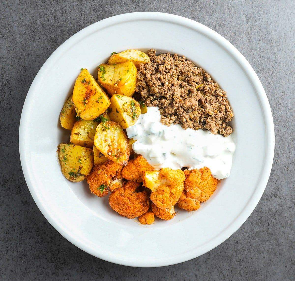 Greek Ground Turkey with Lemon Potatoes