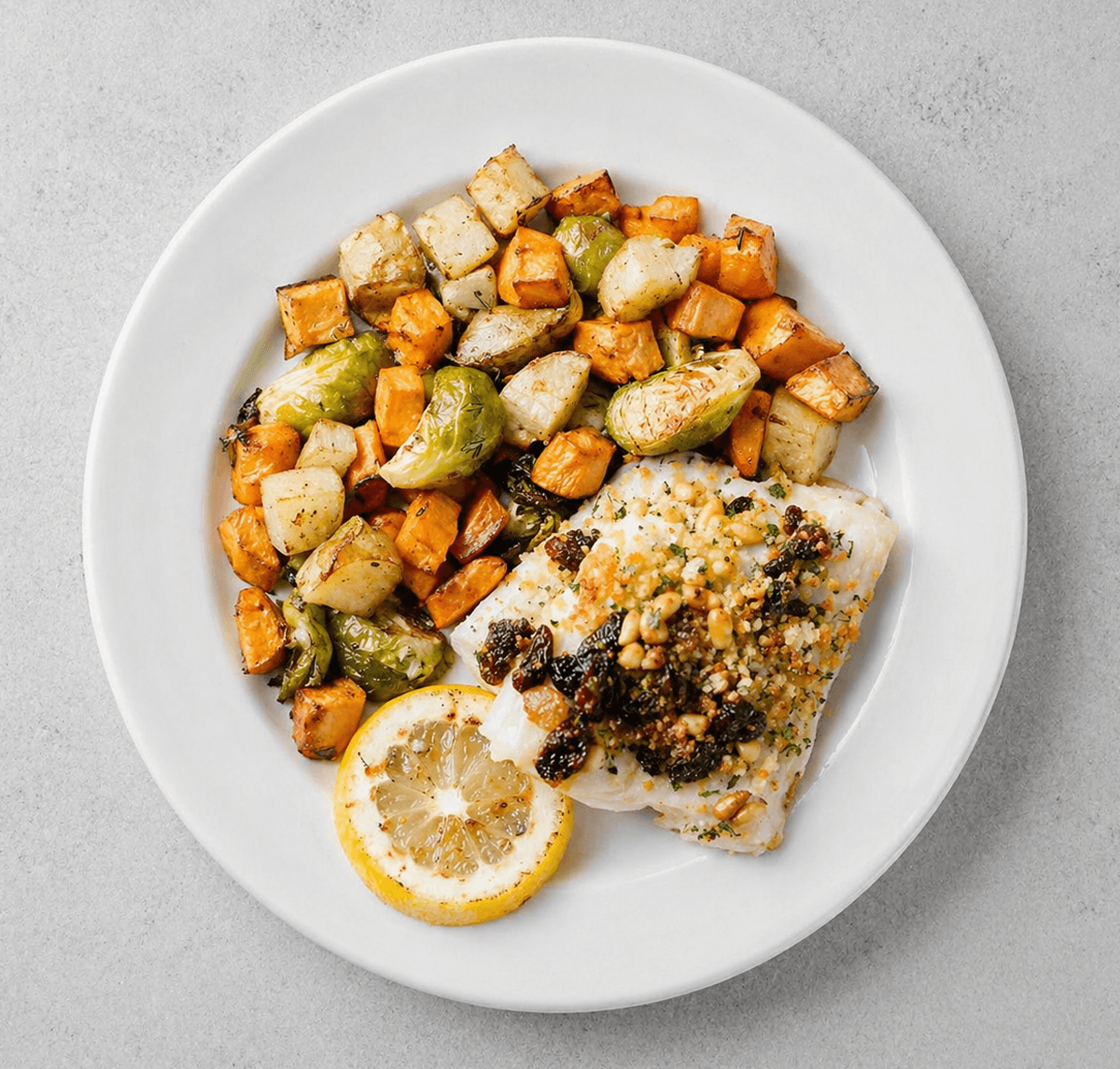 Sicilian Cod with Harvest Vegetables
